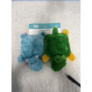 ZippyPaws 2-Pack SQUEAKIE PADS BLUE HIPPO & ALLIGATOR Dog Toy New ZIPPY PAWS